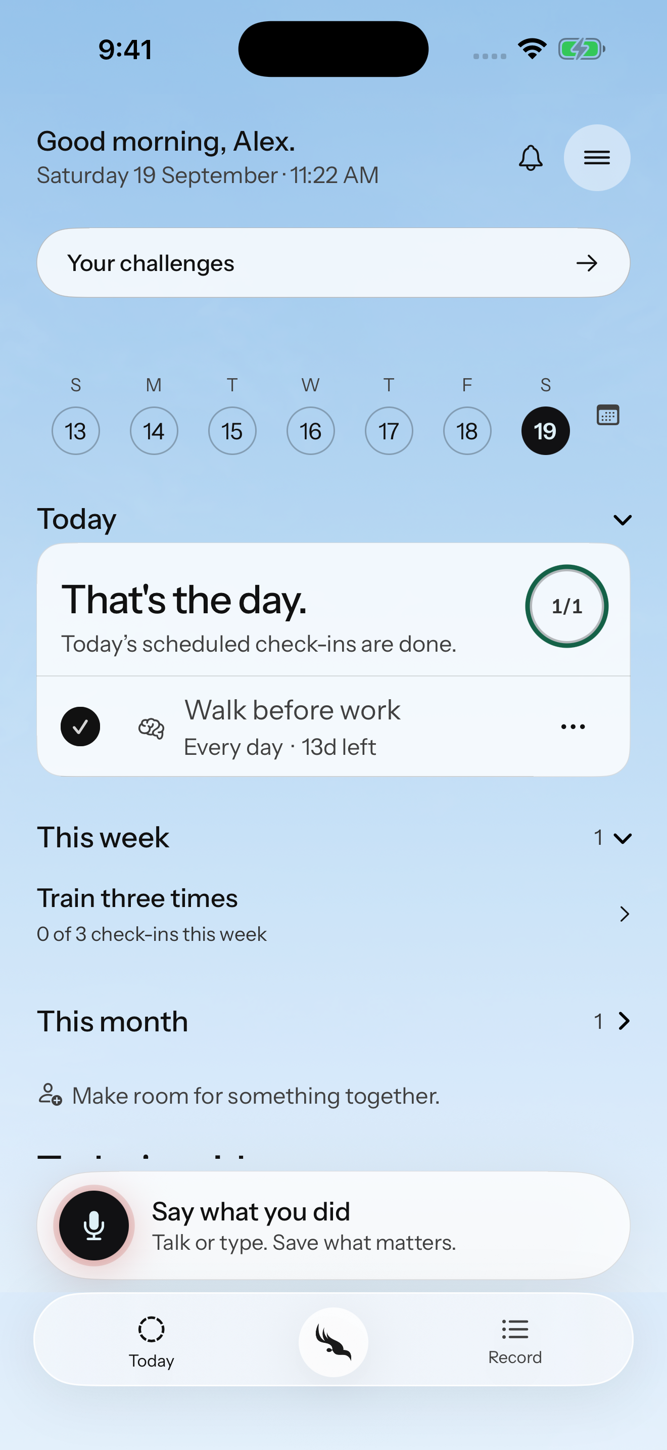 FIREBIRD Today with an optional private reflection and scheduled check-ins